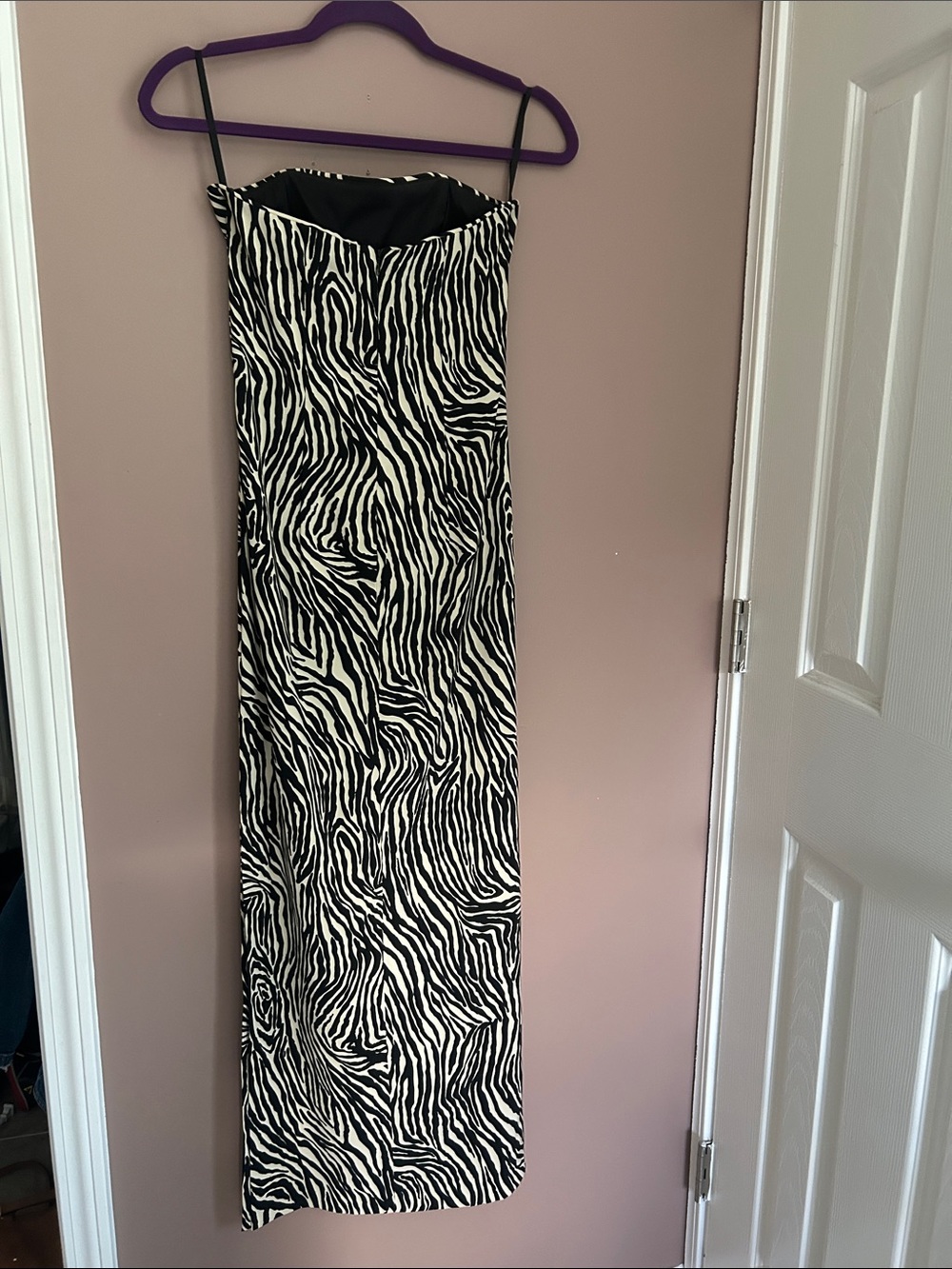 Vtg Y2K Jessica McClintock Gunne Sax Zebra Strapless Maxi Dress Size 5 (Small) - Picture 7 of 10
